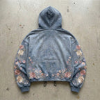 Forgiven - Washed Blue Floral Zip Hoodie