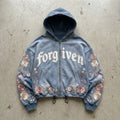 Forgiven - Washed Blue Floral Zip Hoodie