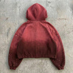 Amen - Washed Red Waffle Zip Hoodie