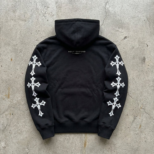 Holy Ground – Cross Sleeve Black Zip Hoodie