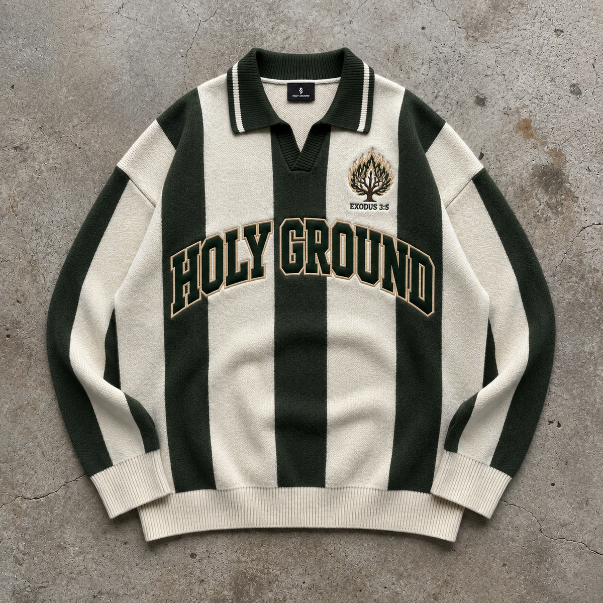 Holy Ground – Forest Stripe Knit Polo