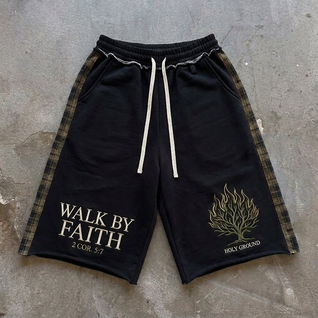 Walk By Faith – Black Plaid Shorts